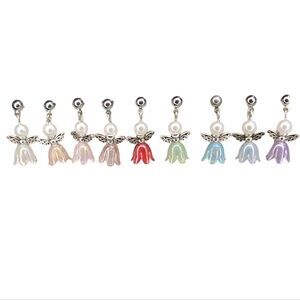 Hand Crafted Angel Earrings with Multicolor Charms